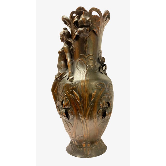 Large Francois Moreau Art Nouveau Metal Vase For Sale In New York - Image 6 of 12