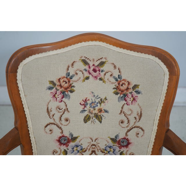 1960s French Louis XV Style Hand Done Needlepoint Chair For Sale - Image 5 of 12