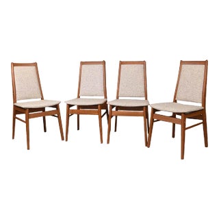 1960s Mid Century Teak High Back Dining Side Chairs - Set of 4 For Sale