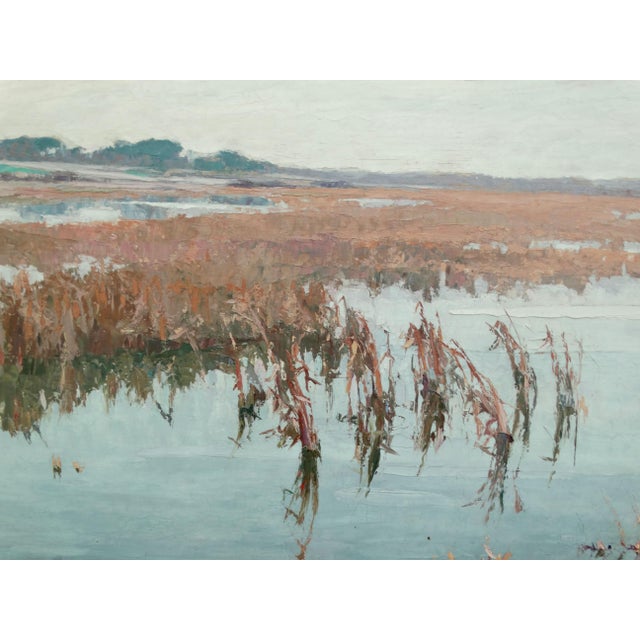 Théodore Lemonnier 1815-1888 Signed French Oil - River Marshes - Organic Modern For Sale - Image 10 of 17