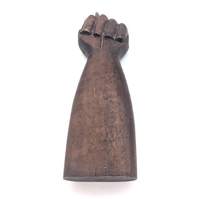 Figurative 1970s Carved Brazilian Imbuia Wood "Figa: Good Luck" Fist Sculpture For Sale - Image 3 of 8