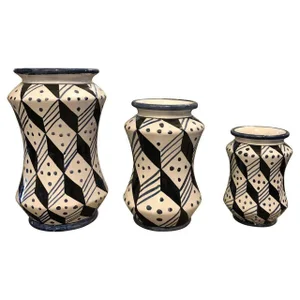 2019 Pieces Hand Painted Sicilian Terracotta Albarello Vases - Set of 3