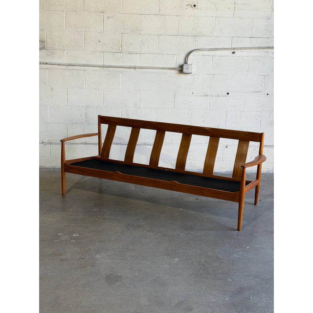 Gray In Style of France and Son Cado Sofa Model 56 Couch Grete Jalk Teak Wood Grey Upholstered Denmark Mid-Century Modern 1960s For Sale - Image 8 of 13