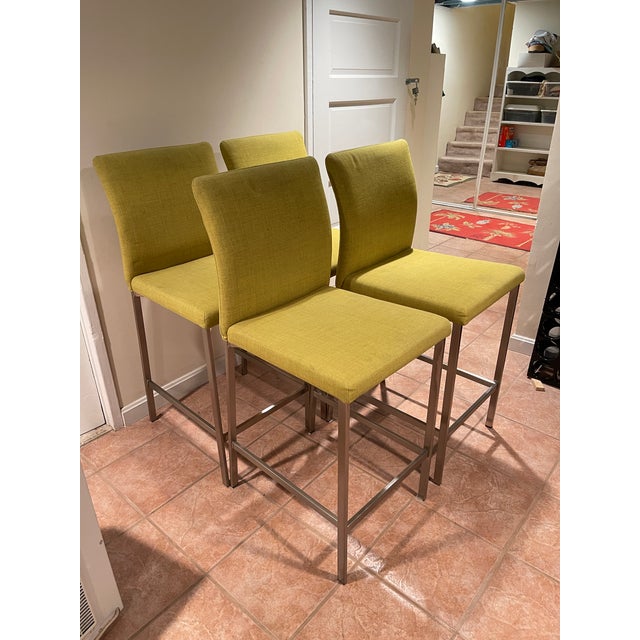 Set of 4 Trica Mancini Counter Stools in Knoll Fabric Chairish