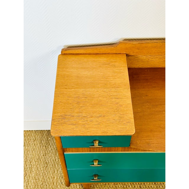 Aqua Vintage Scandinavian Oak Dressing Table, 1950s For Sale - Image 8 of 14