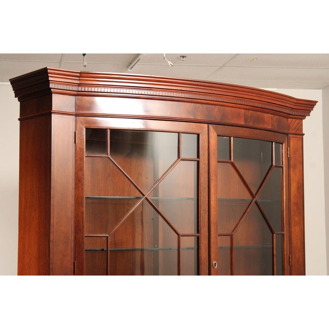Baker Historic Charleston Collection Large Mahogany Bow Front China Cabinet For Sale - Image 12 of 18