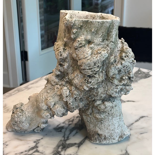 Mid-Century French Faux Bois Concrete Tree Stump Planter in Sculptural Burl Form For Sale - Image 14 of 17