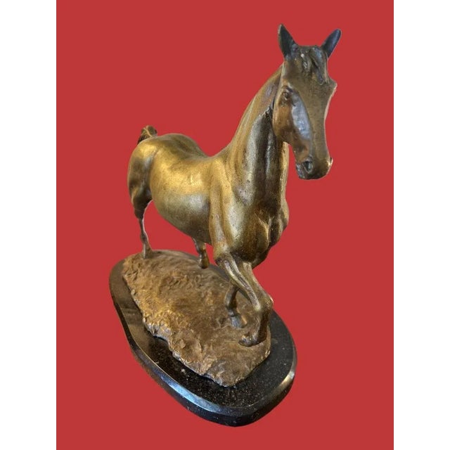 Mexican Vintage Large Bronze Horse Sculpture by Humberto Peraza For Sale - Image 3 of 10