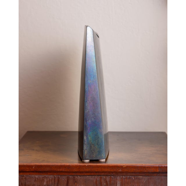Vintage Jeffrey Brown 2003 Signed Patinated Bronze Sculptural Vessel For Sale - Image 4 of 10