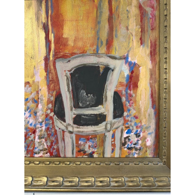 Mid-Century Modern Interior Painting With Black Chair For Sale - Image 3 of 3
