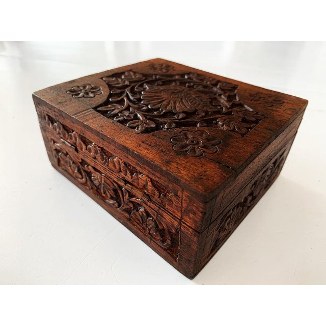 1950s Hand-Carved Mahogany Box, 1950s For Sale - Image 5 of 12