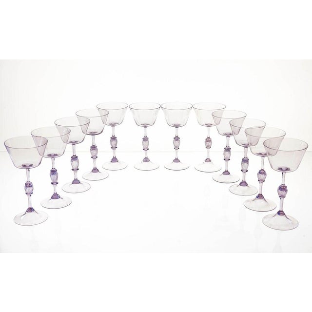 Cyclamen Murano Wine Glass from Cenedese, 1950s, Set of 12 For Sale - Image 12 of 18
