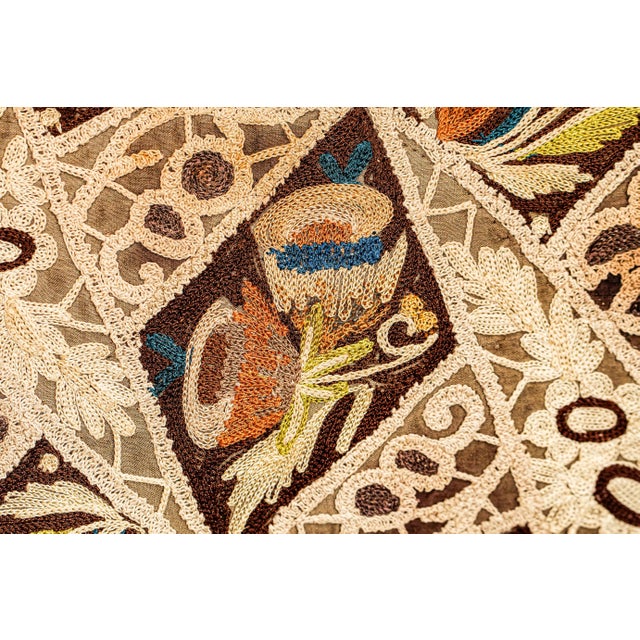 Victorian Nice Victorian Antique Textile Floral Pattern Tassel Throw Pillow Home Decor For Sale - Image 3 of 15