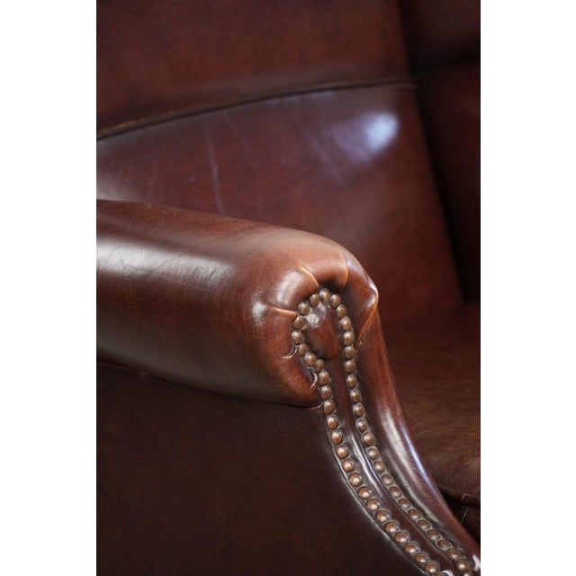 Vintage Wing Chair in Sheepskin Leather For Sale - Image 14 of 15