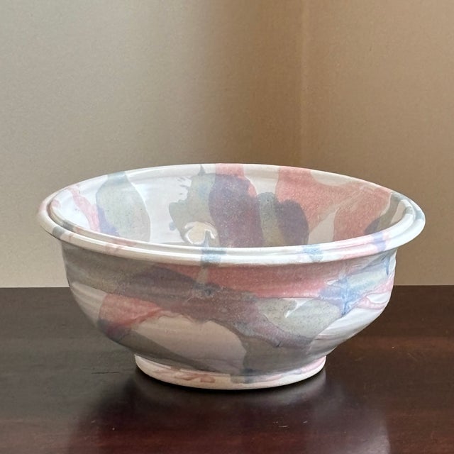 Vintage Pastel Artisanal Pottery Bowl For Sale - Image 4 of 12