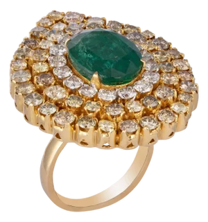 Diamond Emerald Ring in 18k gold