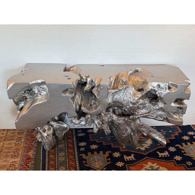 Contemporary Phillips Collection Freform Console Table, Silver Leaf For Sale - Image 3 of 12