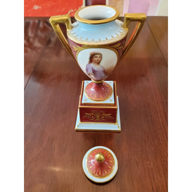 From Vienna Antique Royal Vienna Ruth Portrait Urn For Sale - Image 4 of 6