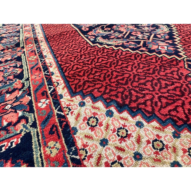 Rust Persian Senneh Herati Medallion Hand-Knotted Wool Rug - 4'2" X 6'7" For Sale - Image 11 of 14