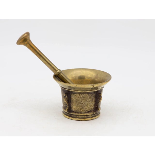 Metal Antique Vintage Brass Mortar and Pestle For Sale - Image 7 of 8