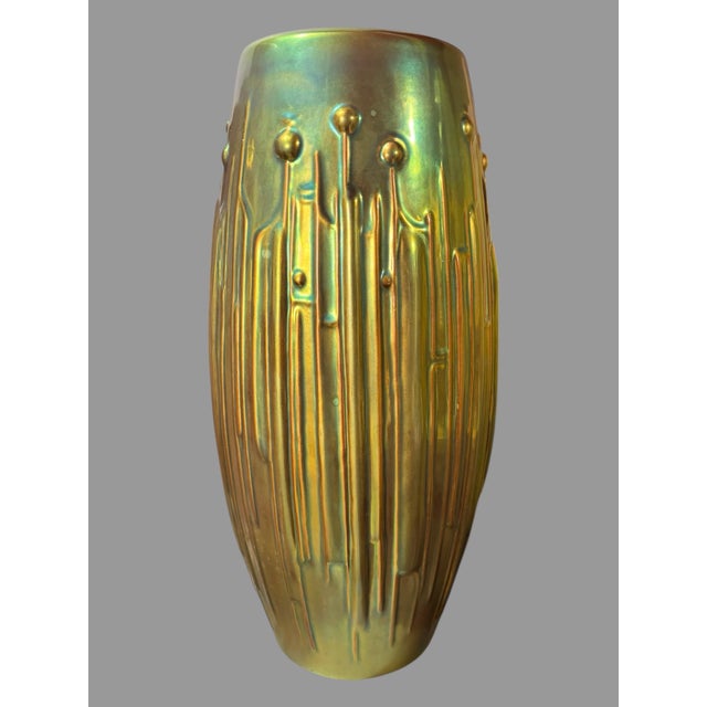 MCM Mid Century Modern Zsolnay 13.25" Porcelain Pottery Vase For Sale - Image 6 of 10