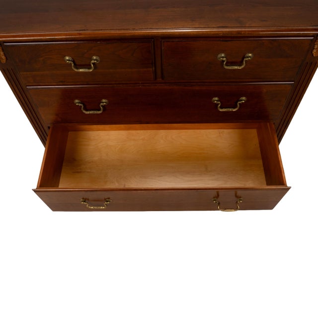 Brown 1990s Ethan Allen Regent’s Park Cherry Chest of Drawers Dresser W/ Brass Pulls For Sale - Image 8 of 18