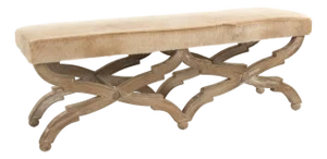 Crescenzo Double Cowhide Bench - Tan Cowhide / Oak Frame