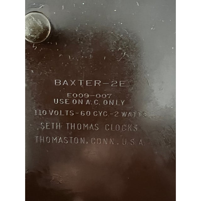 Mid Century Seth Thomas Clock, Tony Paul Brass Walnut Bookends, Atomic Desk Decor For Sale - Image 9 of 18