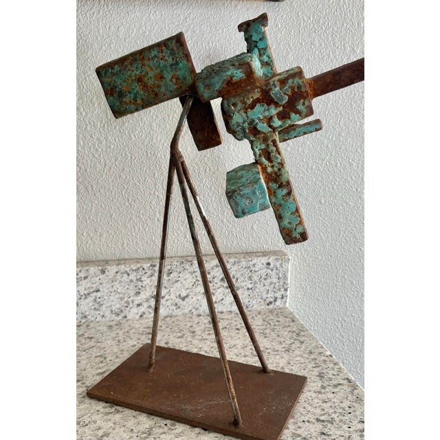 Mid 20th Century Expressionist Abstract Brutalist Sculpture, Welded Steel, 16” High For Sale - Image 4 of 10