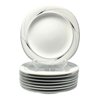 1990s Mikasa “Caviar” Set of 8 Porcelain Salad Plates For Sale