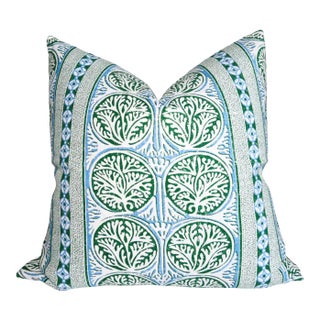 Fair Isle Pillow Cover in Blue and Green For Sale