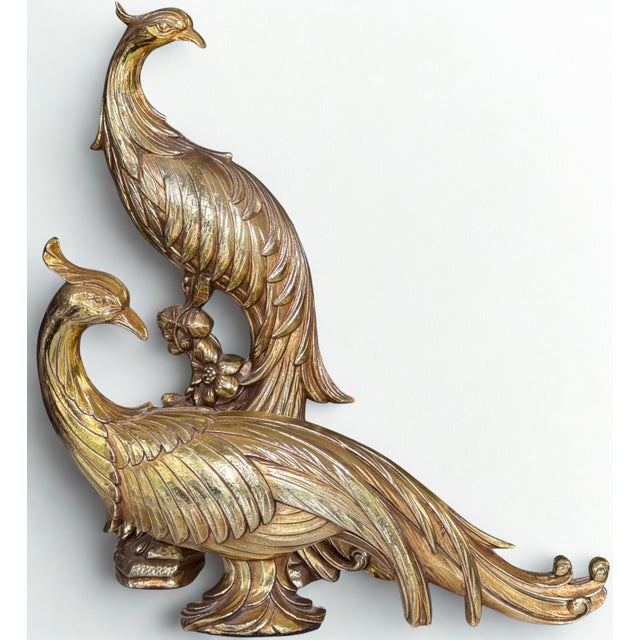 Hollywood Regency Syroco Pair of Peacocks -Set of Two For Sale - Image 11 of 12