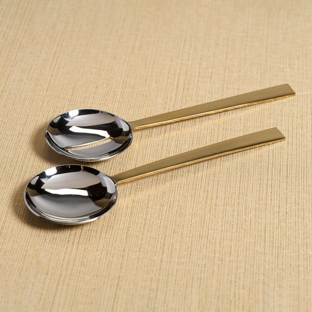 Contemporary Stassi Two-Tone Polished Salad Server Set For Sale - Image 3 of 3