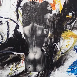 "EVEs" Garden of Eden Black & White Oil Painting/Collage by Sulander