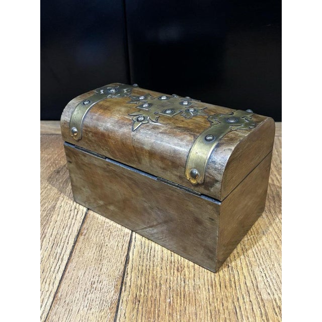 Metal Victorian Brass Decorated Tea Caddy For Sale - Image 7 of 13