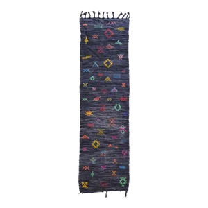 2020's Moroccan Modern Black Kilim Runner Rug - 8.7 X 2.4 Ft
