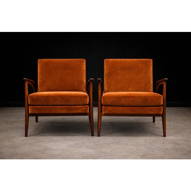 Giuseppe Scapinelli Pair of Armchairs in Caviúna & Burnt Caramel Mohair Velvet, Brazil, 1950s For Sale - Image 16 of 17