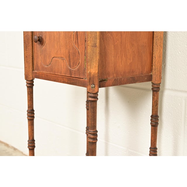 Wood Stickley Brothers Style Antique Arts & Crafts Carved Walnut Smoker's Stand, Circa 1900 For Sale - Image 7 of 12