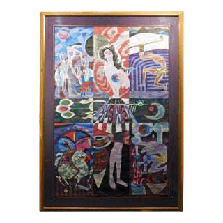 Lin Chong "untitledOriginal Acrylic Painting on Paper Hand Signed For Sale