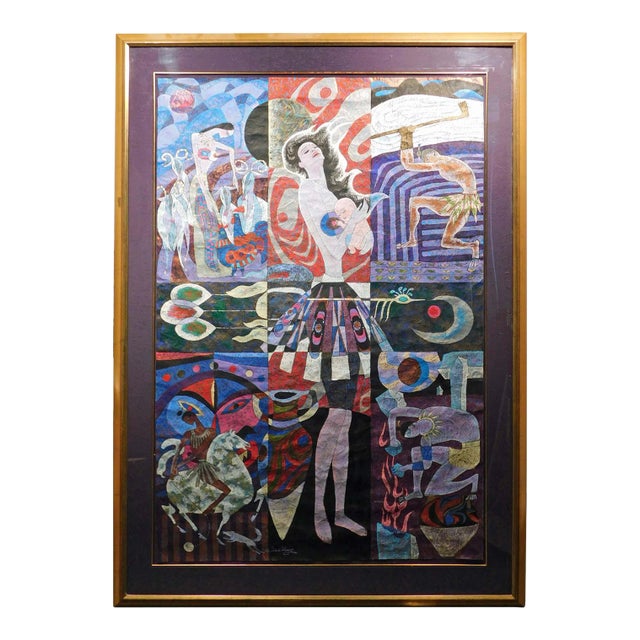 Lin Chong "untitledOriginal Acrylic Painting on Paper Hand Signed For Sale