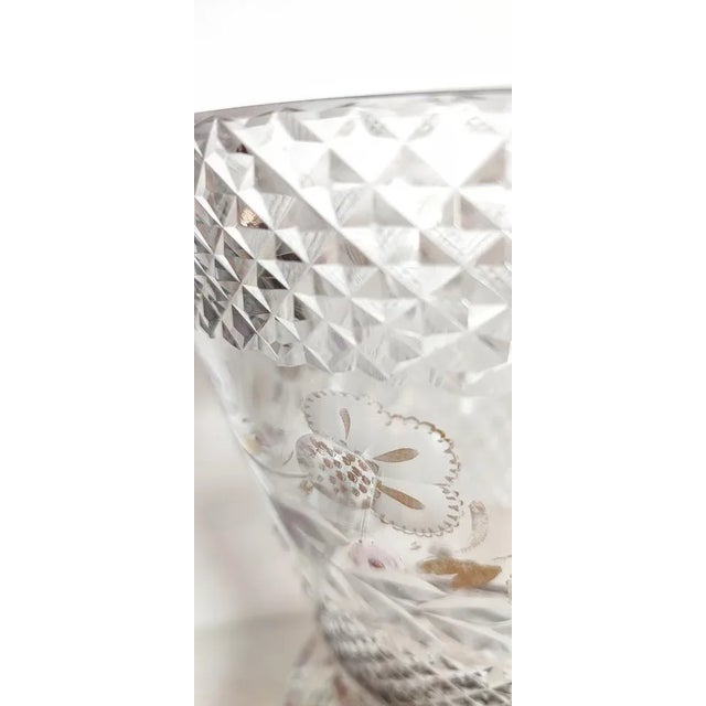 Hand Painted Carved Glass Vase, France, 1960s For Sale - Image 6 of 13