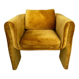 Urban Outfitters "Floria" Gold Velvet Waterfall Accent Chair For Sale