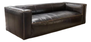 Contemporary Modern Four Hands Nolita Reverse Stitch Black Leather Sofa