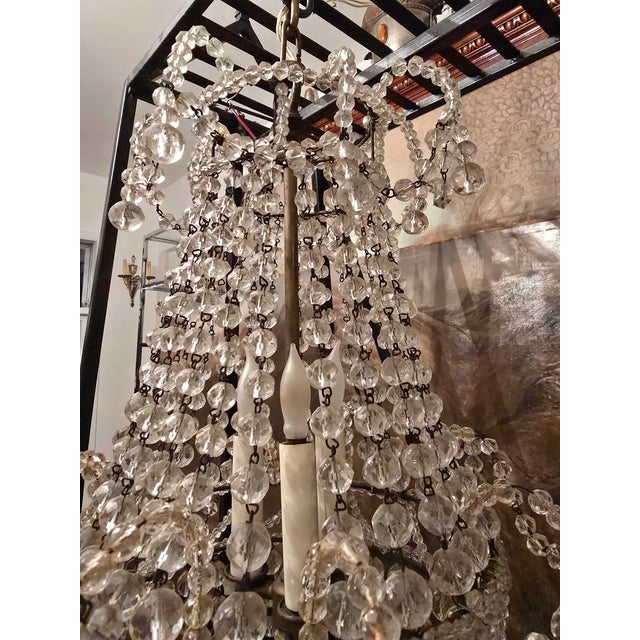 Glass Vintage Mid Century Bagues Style Petite Chandelier For Sale - Image 7 of 10