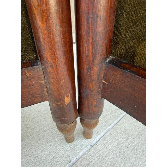 Brown Austrian Secession Three-Panel Paravent in Olive Green Textile, 1910s For Sale - Image 8 of 16