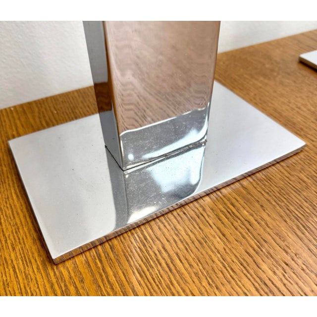 Chrome Pair of Late 1970s George Kovacs Architectural Chrome “Skyscraper” Table Lamps For Sale - Image 8 of 8