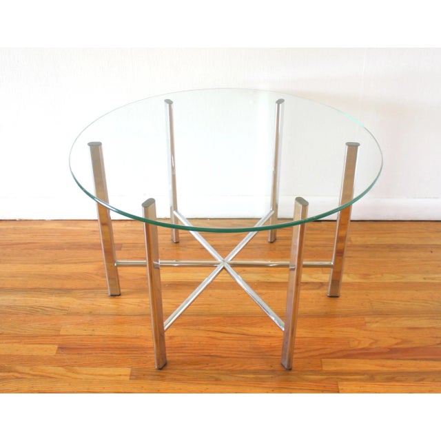 Mid-Century Modern Mid Century Modern Chrome and Glass Starburst Table For Sale - Image 3 of 3
