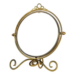 Antique English Brass Shaving Magnifying Mirror, 1910s For Sale