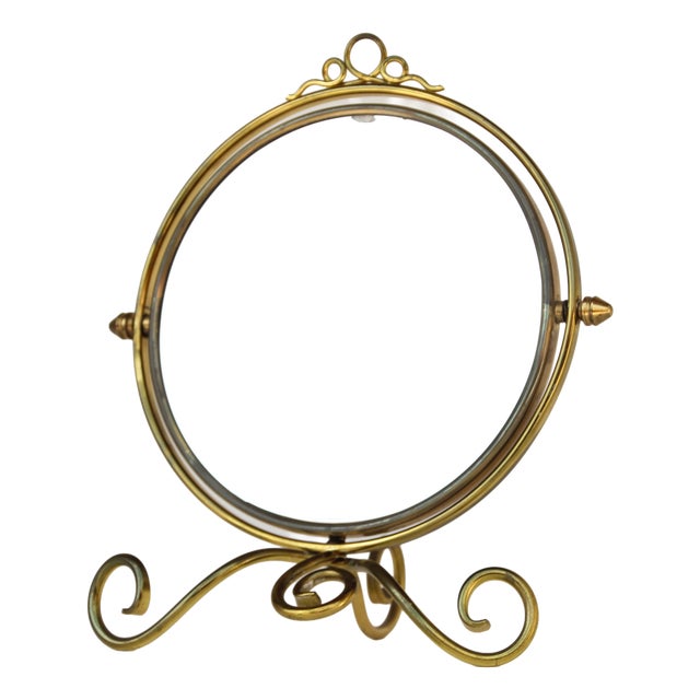 Antique English Brass Shaving Magnifying Mirror, 1910s For Sale