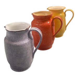 Set of 3 Vintage Moroccan Handmade & Hand-Painted Ceramic Pitchers